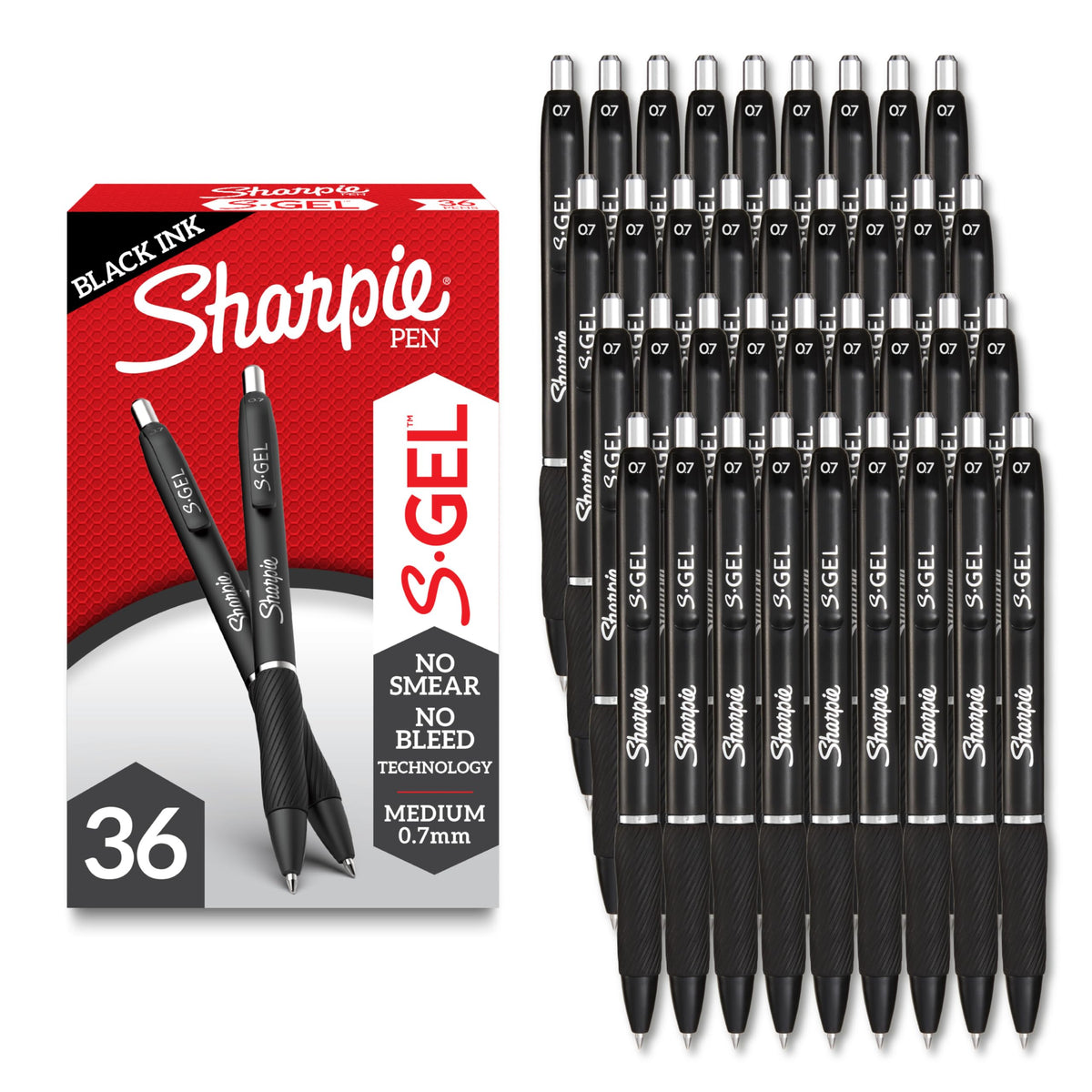 Sharpie S-Gel Retractable Gel Pen, Medium Point, Black Ink, 4/Pack (2096134)