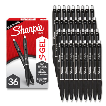 Sharpie S-Gel Retractable Gel Pen, Medium Point, Black Ink, 4/Pack (2096134)
