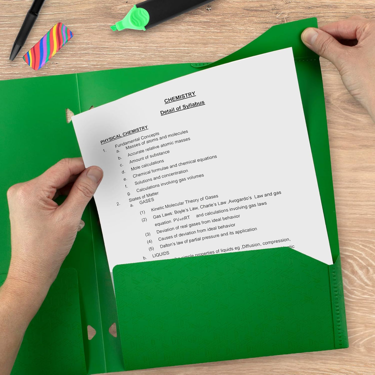 Five Star 2-Pocket Folder, Plastic Folder with Stay-Put Tabs, Fits 3-Ring Binder, Holds 8-1/2" x 11" Paper, Forest Green (333420E-ECM)