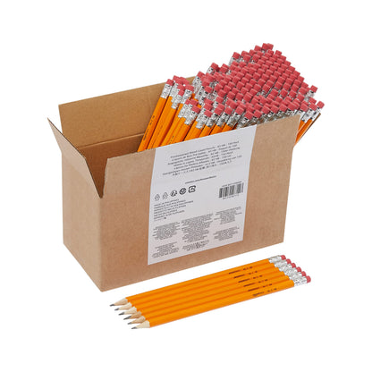 Amazon Basics Wood-Cased #2 HB School Pencils with Erasers for Writing and Drawing, Pre-sharpened, Soft Strong Lead, Orange, 30 Count