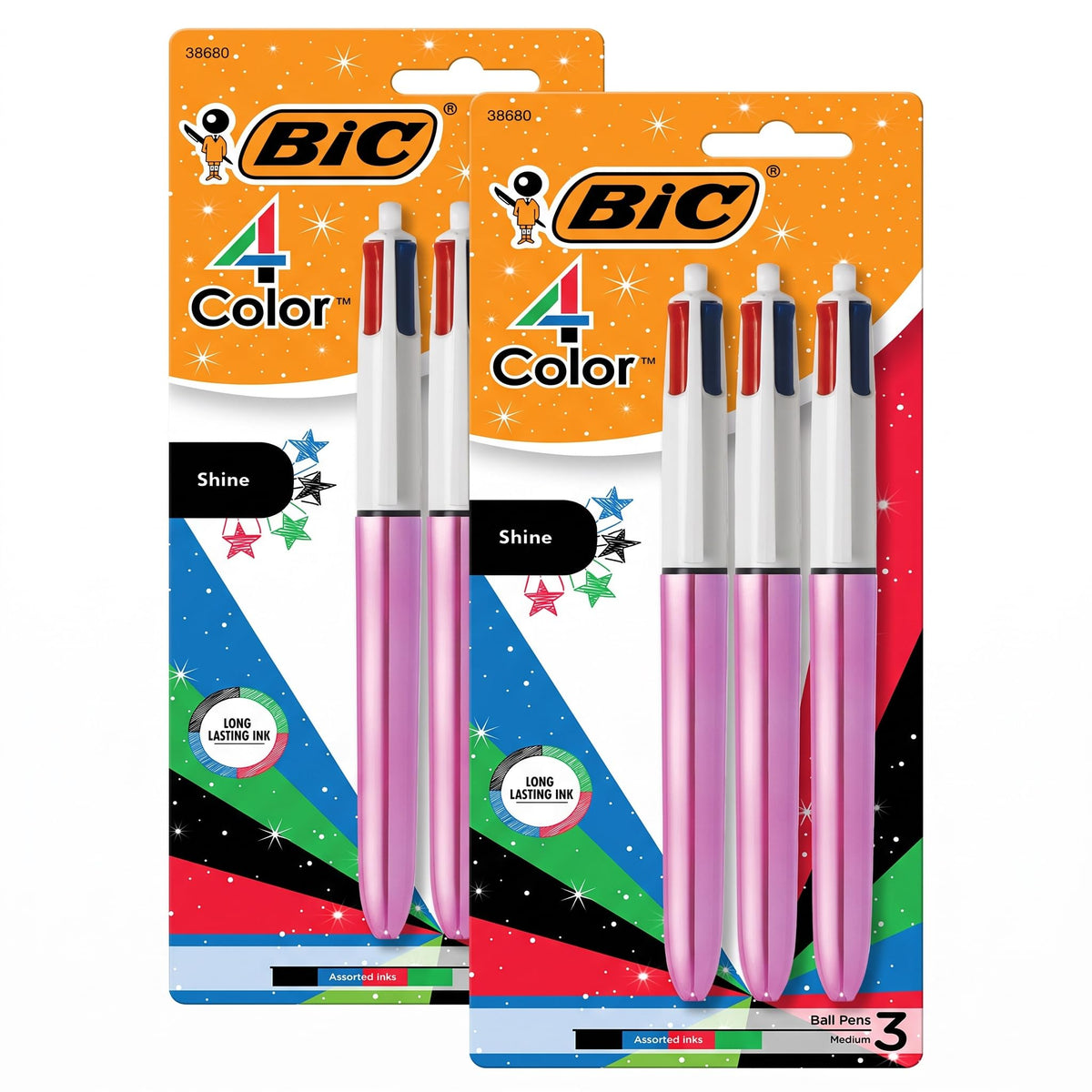 BIC 4-Color Original Retractable Ballpoint Pen, 1.0 mm Medium, 3-Count Pack