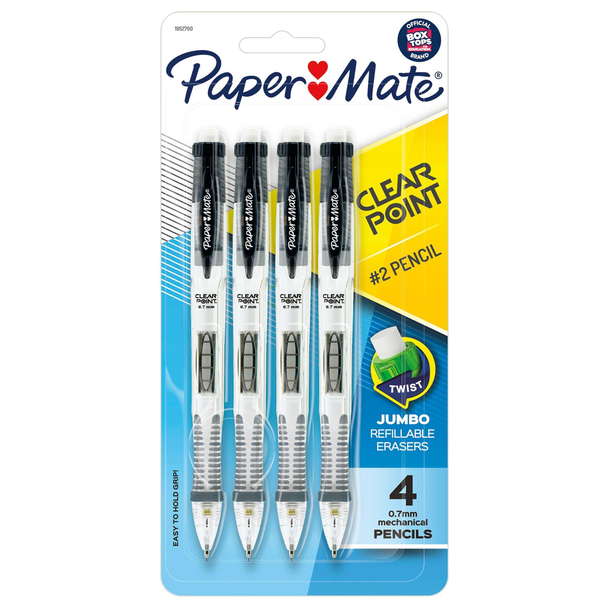 Paper Mate Clearpoint Mechanical Pencils, 0.7mm HB #2 Lead, Black Barrels, 4 Count - School Supplies, Note Taking