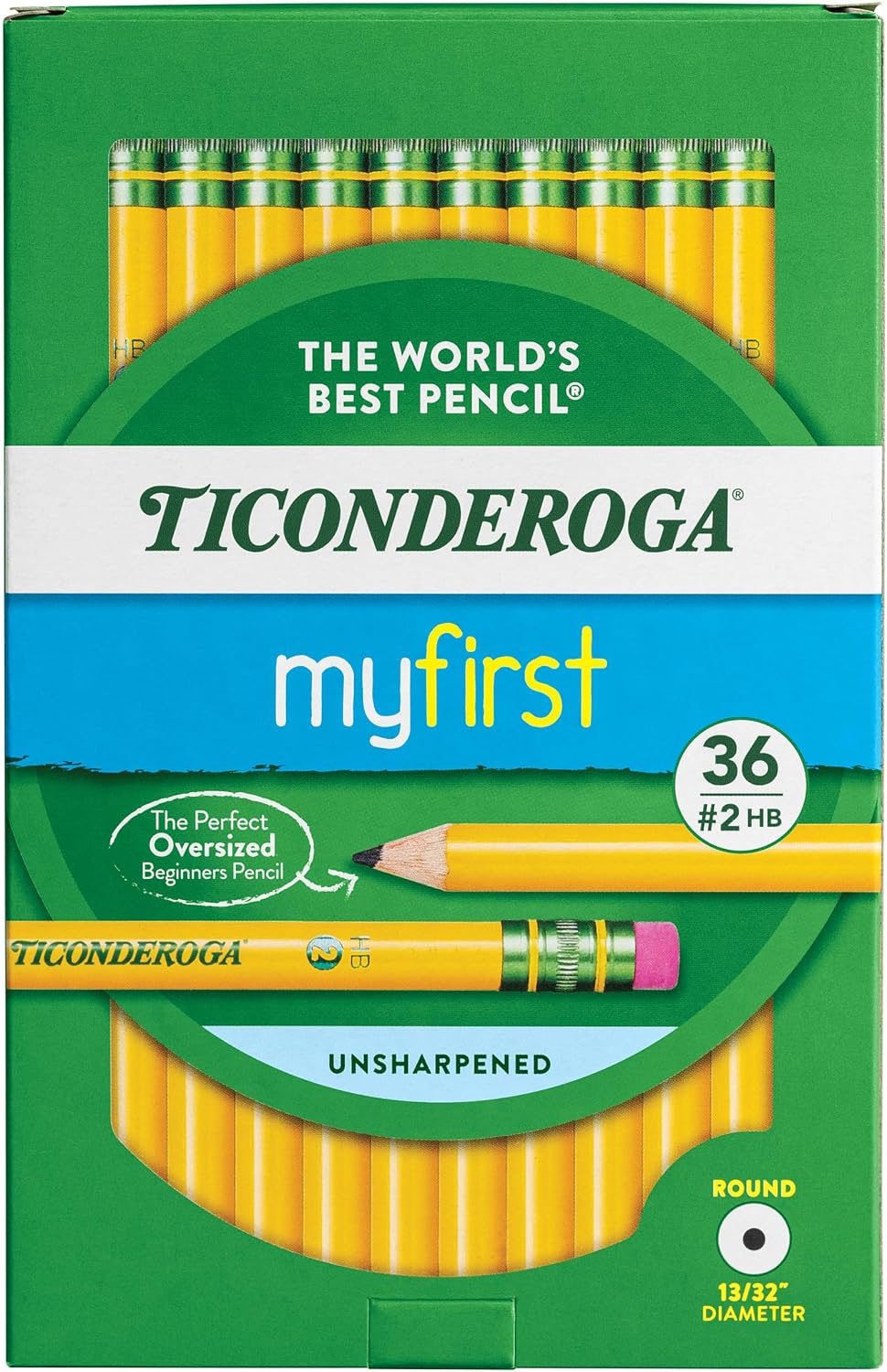 Ticonderoga My First Wood-Cased Pencils, #2 HB, Yellow, 36 Count
