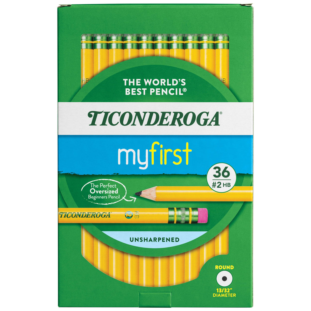 Ticonderoga My First Wood-Cased Pencils, #2 HB, Yellow, 36 Count