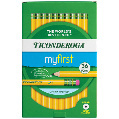 Ticonderoga My First Wood-Cased Pencils, #2 HB, Yellow, 36 Count