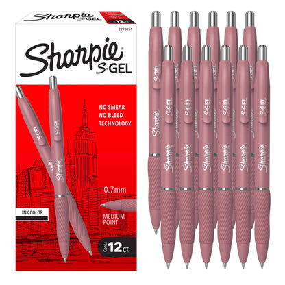 Sharpie S-Gel Gel Pens, Pearl White Body, Black Ink, Medium Point (0.7mm), 12 Count - For Journaling, Writing, Note-Taking, School, Office Supplies