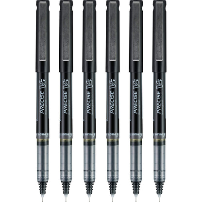 PILOT Precise V5 RT Retractable Rollerball Pens, 0.5mm, Black, 6-Pack