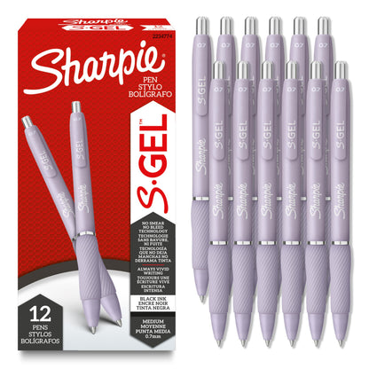 Sharpie S-Gel Gel Pens, Pearl White Body, Black Ink, Medium Point (0.7mm), 12 Count - For Journaling, Writing, Note-Taking, School, Office Supplies