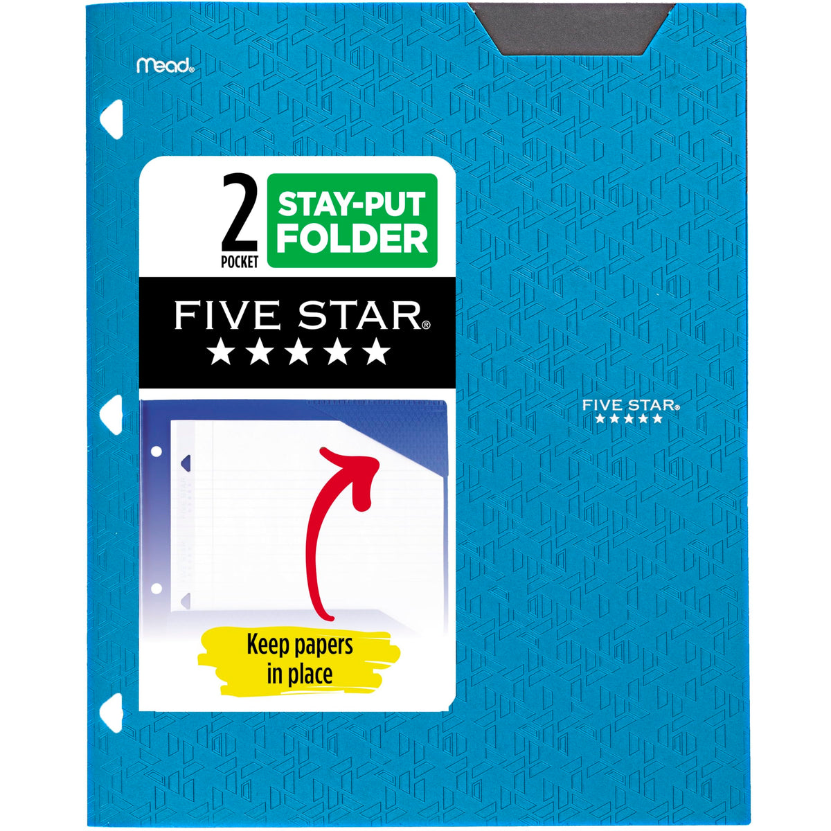 Five Star 2-Pocket Folder, Plastic Folder with Stay-Put Tabs, Fits 3-Ring Binder, Holds 8-1/2" x 11" Paper, Amethyst Purple (333420I-ECM)