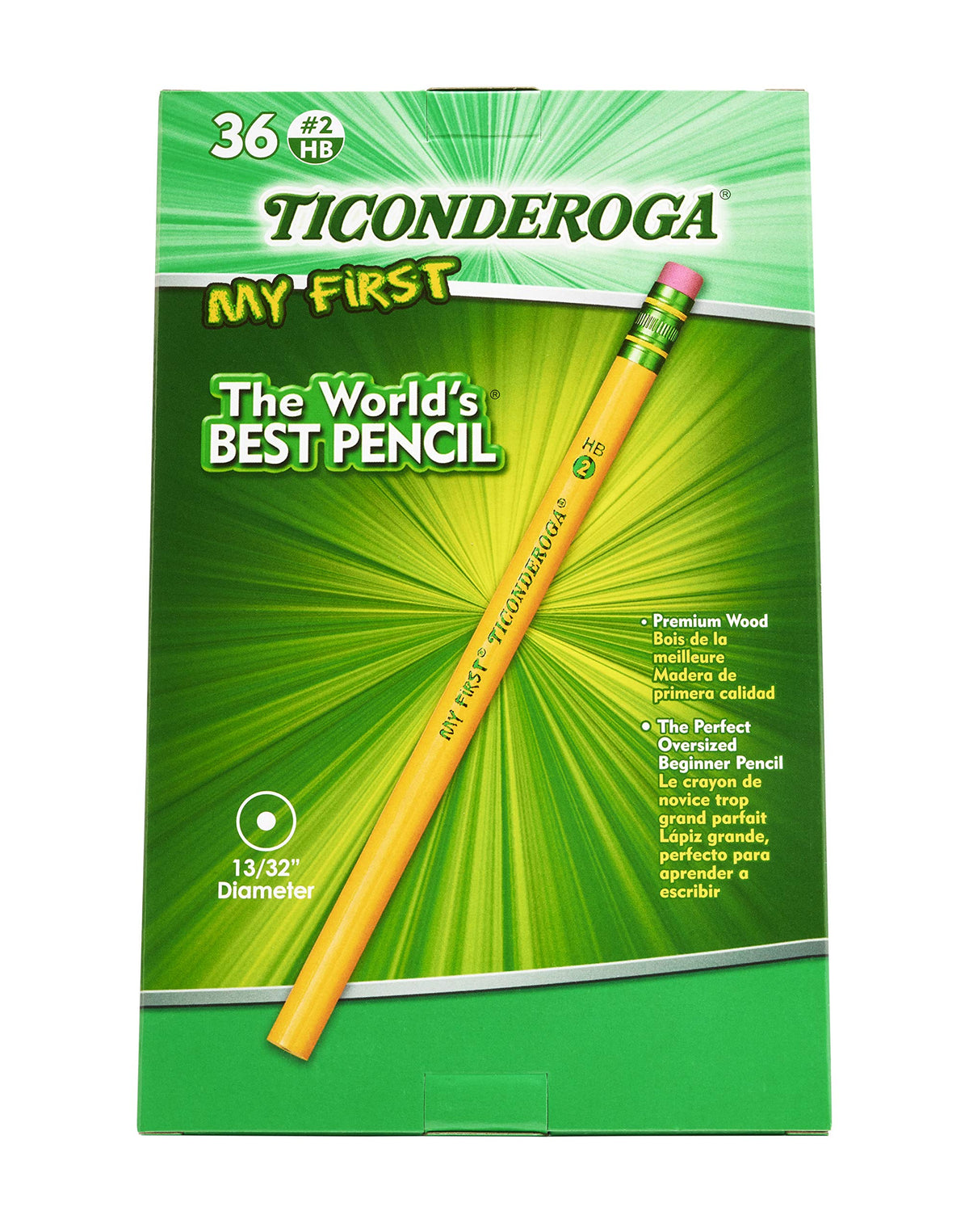 Ticonderoga My First Wood-Cased Pencils, #2 HB, Yellow, 36 Count