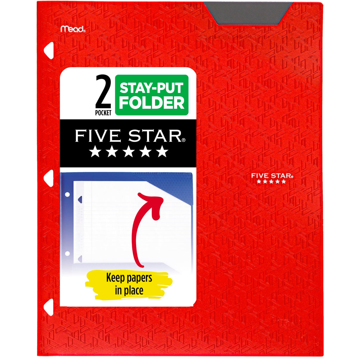 Five Star 2-Pocket Folder, Plastic Folder with Stay-Put Tabs, Fits 3-Ring Binder, Holds 8-1/2" x 11" Paper, Amethyst Purple (333420I-ECM)