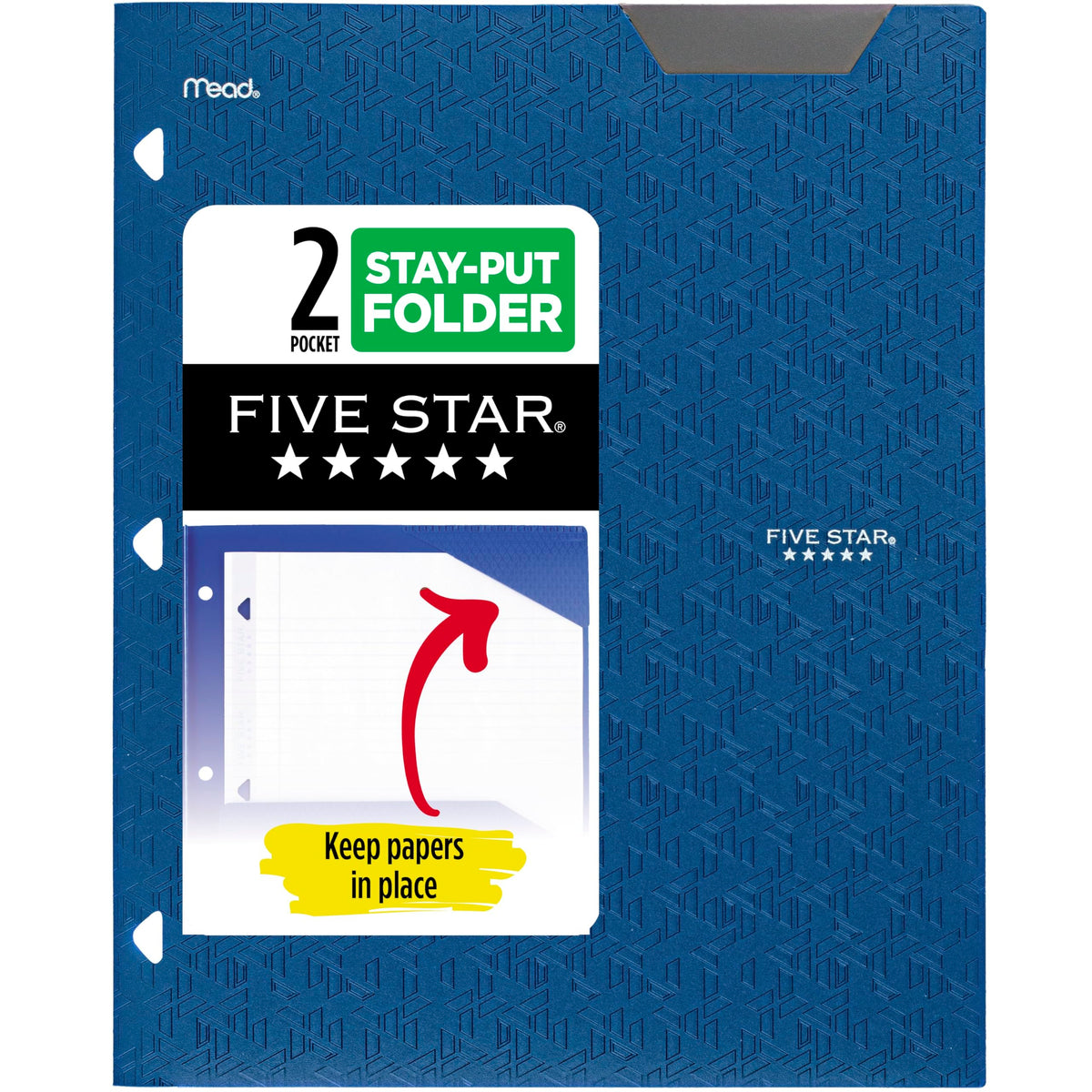 Five Star 2-Pocket Folder, Plastic Folder with Stay-Put Tabs, Fits 3-Ring Binder, Holds 8-1/2" x 11" Paper, Amethyst Purple (333420I-ECM)