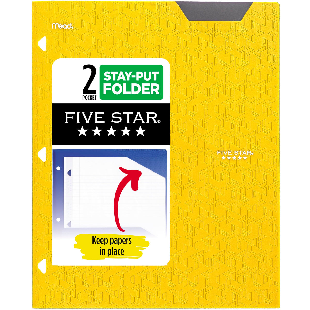 Five Star 2-Pocket Folder, Plastic Folder with Stay-Put Tabs, Fits 3-Ring Binder, Holds 8-1/2" x 11" Paper, Amethyst Purple (333420I-ECM)