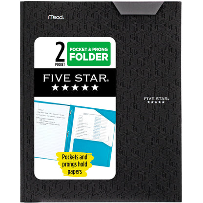 Five Star 2-Pocket Folder, Plastic Folder with Stay-Put Tabs and Prong Fasteners, Holds 8-1/2" x 11" Paper, Vivid Yellow (340300S)